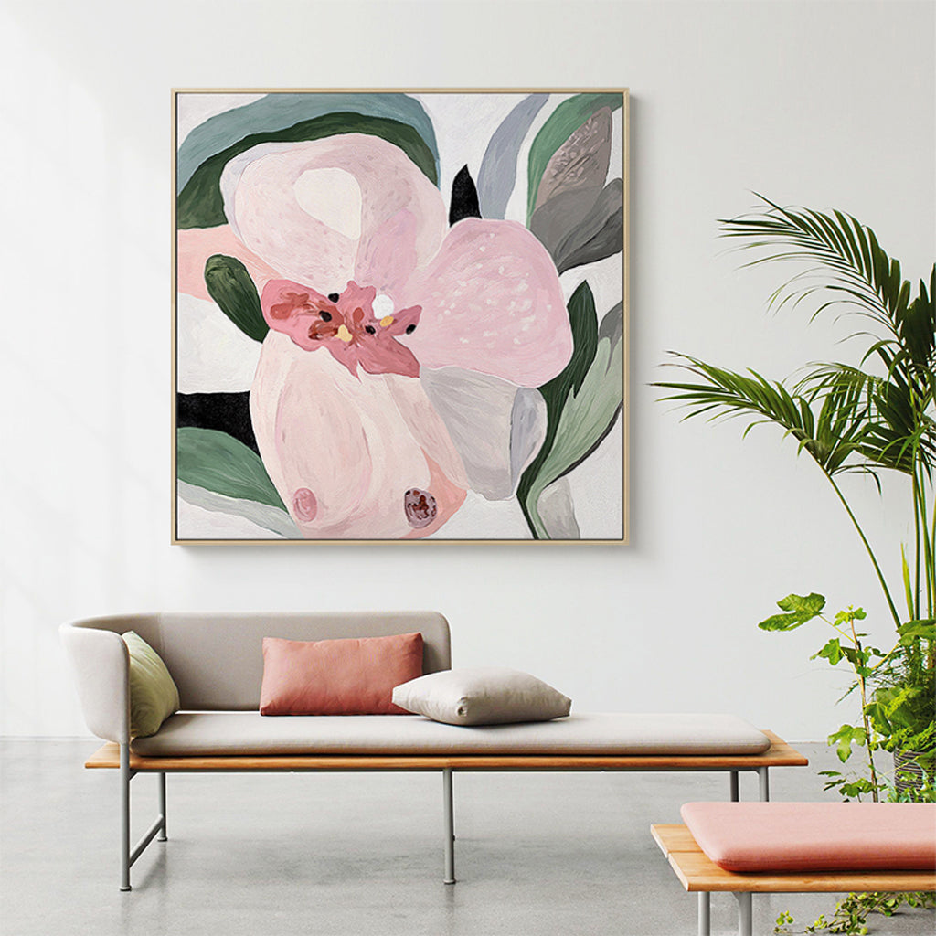 Wall Art 60cmx60cm Floral Hand Painting Style Wood Frame Canvas