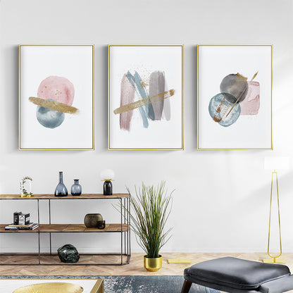 Wall Art 60cmx90cm Blush Pink Watercolor 3 Sets Gold Frame Canvas