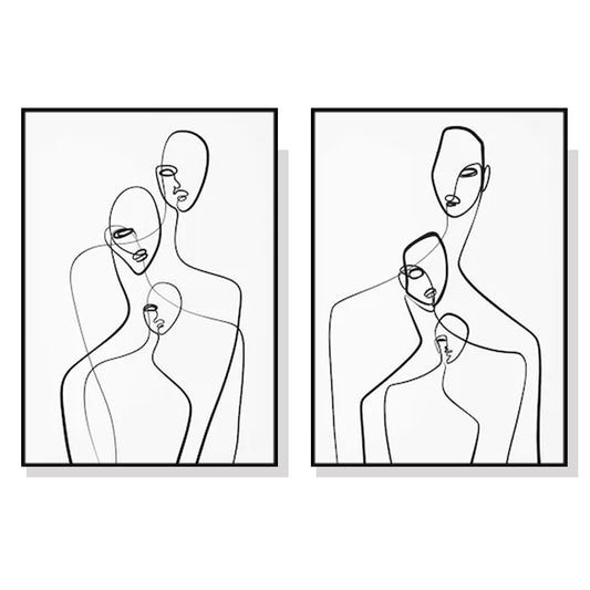 Wall Art 60cmx90cm Abstract Figures 2 Sets Black Frame Canvas
