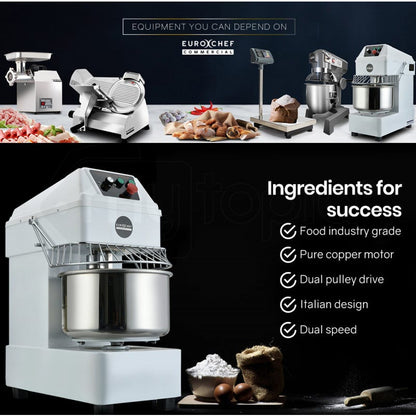 EUROCHEF 30L Spiral Dough Mixer Commercial Machine Bakery Bread Kneader Litre Small