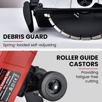 BAUMR-AG 2400W Electric Concrete Saw 355mm Demolition Cutter Wet Dry Demo Tool Circular Cutting