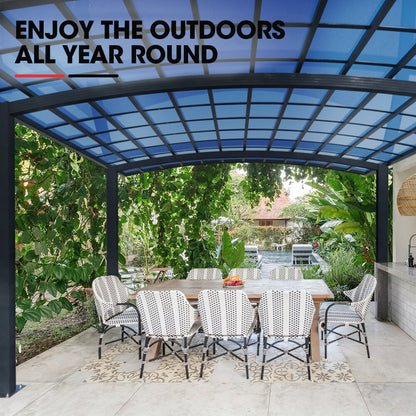 SHADE SHIELD Arched Double Carport 6.0m x 5.5m x 2.98m, Aluminium Alloy Frame, Polycarbonate Roof, Shelter for Car or Outdoor Living