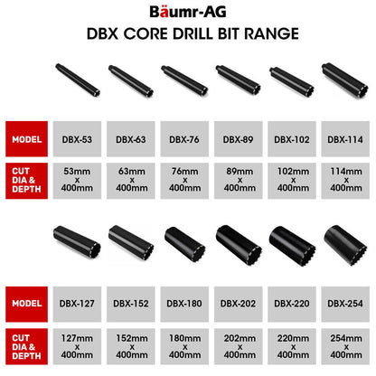 Baumr-AG 254 x 400mm Diamond Core Drill Bit DBX Series, Industrial 1.1/4-UNC
