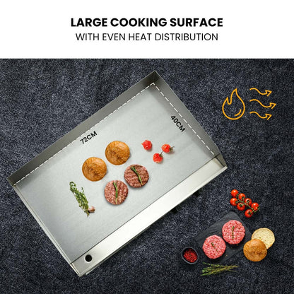 THERMOMATE Commercial Electric Griddle TH-G05, 4400W 73x37cm Flat Cooking Surface