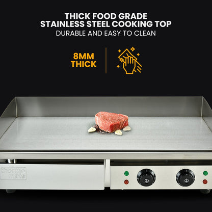 THERMOMATE Commercial Electric Griddle TH-G05, 4400W 73x37cm Flat Cooking Surface
