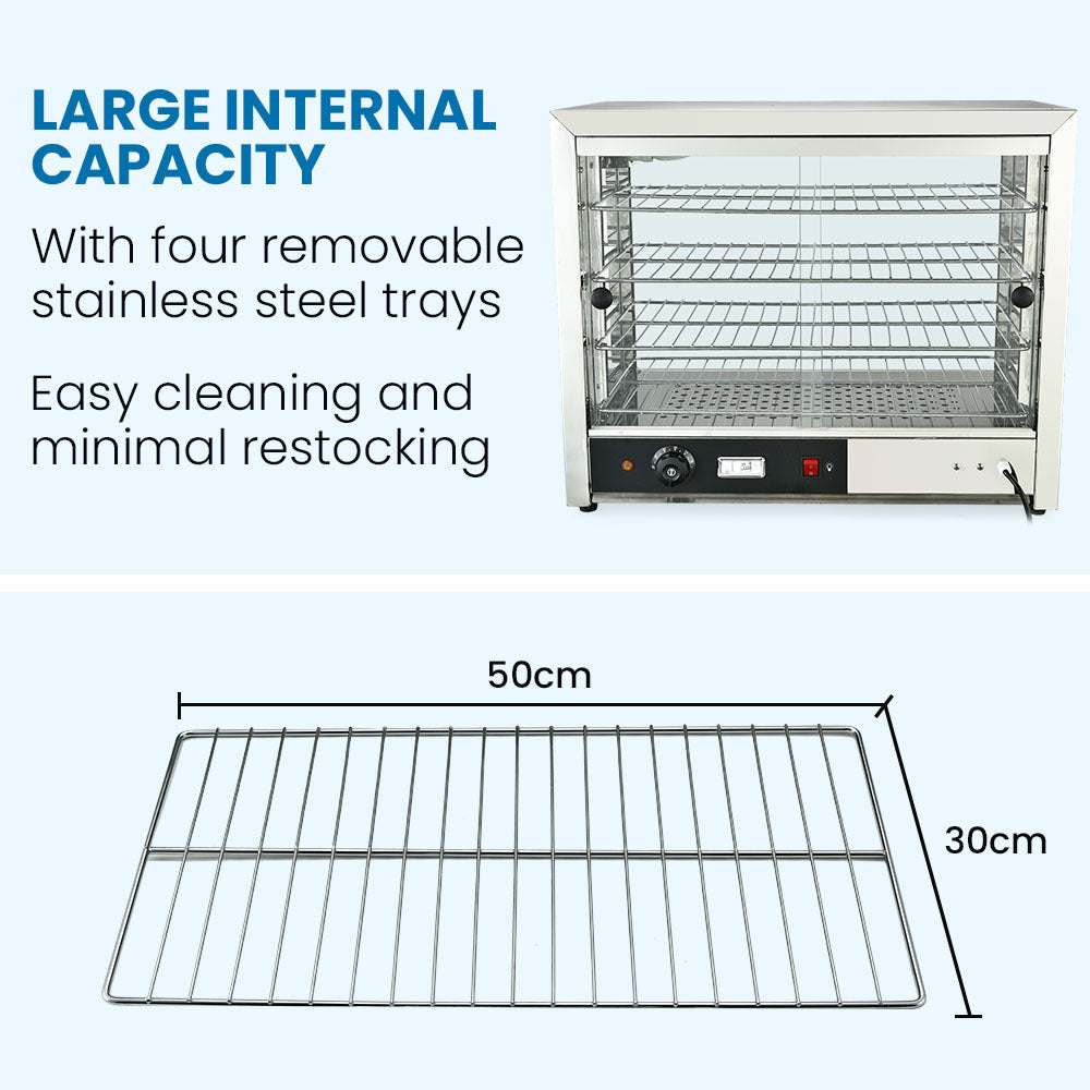EUROCHEF Electric Food Warmer Display, 1000W, 4-Tier Stainless Steel