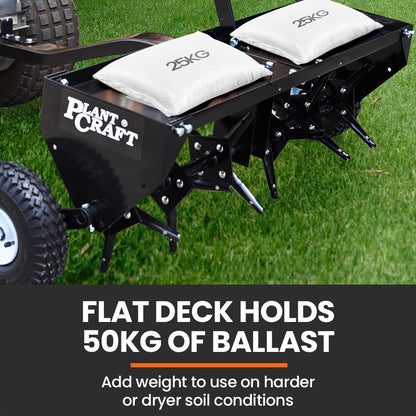 PlantCraft Tow Behind Plug Lawn Aerator 1m (40") Wide, Universal Hitch for Ride on Mower, Garden Tractor
