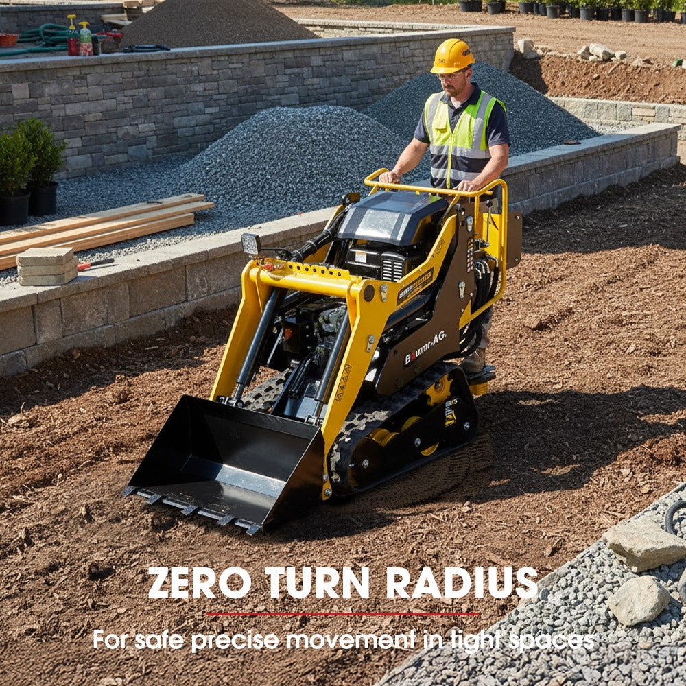 BAUMR-AG BSR5000 Mini Loader Skid Steer, with Bucket, 10hp OHV 4-Stroke Petrol Engine, 200kg Rated Operating Capacity