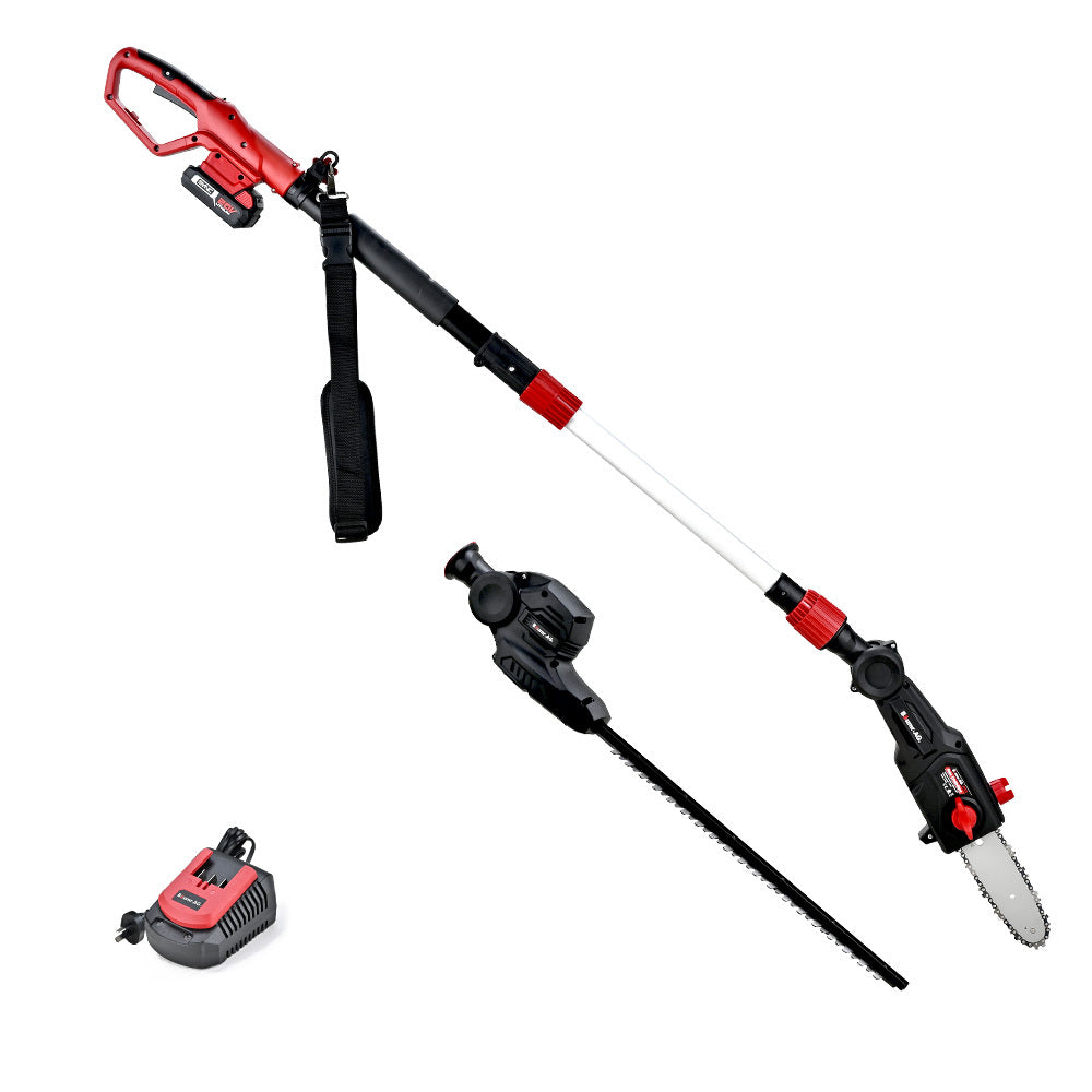 BAUMR-AG 20V SYNC Cordless Pole Saw & Hedge Trimmer Combo, 8 inch Chainsaw Pruner, Telescopic Handle, with Battery and Charger Kit