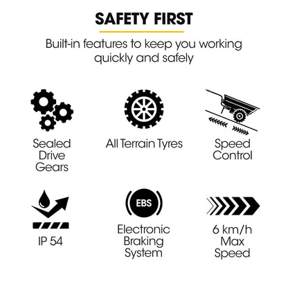 BAUMR-AG 40V Li-ion Powered 300KG / 300L Wheelbarrow, ATV Tow Bar, Deep V-tread Tyre, 2 Wheel Direct Drive