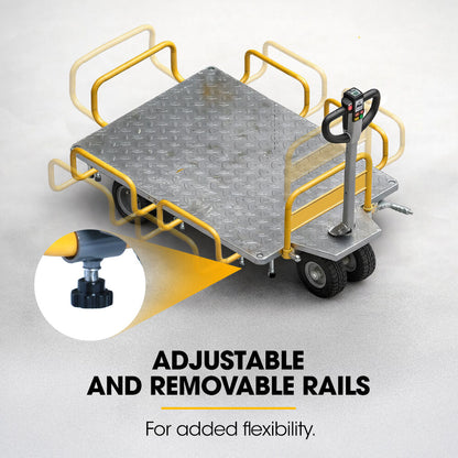 BAUMR-AG 40V Li-ion 400kg Electric Powered Platform Trolley, Adjustable Tray, Utility Cart Trolley for Warehouse Logistics Worksite