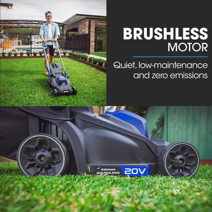 POWERBLADE 350CX 20V 13" Cordless Lawn Mower Kit, Fast Charger, 4Ah Battery, 5 Height, Brushless Electric, 330mm Cutting Path