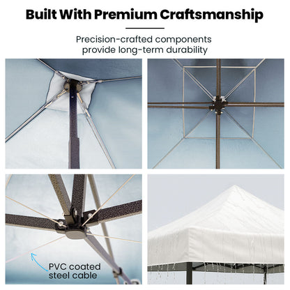 RED TRACK 3x3m Premium Pop Up Gazebo Marquee, Patented Steel Cable Canopy Support System, Wheeled Carry Bag, Side Walls, UV Block, Reinforced Frame, White