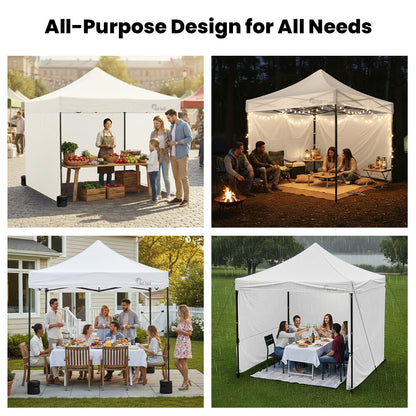 RED TRACK 3x3m Premium Pop Up Gazebo Marquee, Patented Steel Cable Canopy Support System, Wheeled Carry Bag, Side Walls, UV Block, Reinforced Frame, White