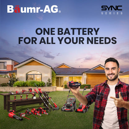 BAUMR-AG LN3 20V SYNC Cordless 2in1 Line Trimmer & Lawn Edger, with Battery and Charger Kit, Adjustable head, Guide Wheel