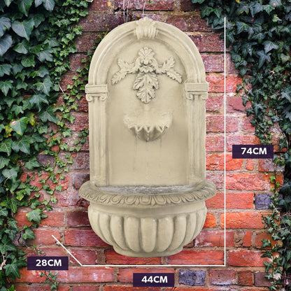 PROTEGE Solar Fountain Water Feature Pump Outdoor Wall Mount Classic with LED Lights