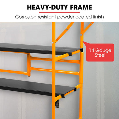 BAUMR-AG Mobile Scaffold Platform, 226kg Load, Steel Frame, Dual Height, Folding for easy Transport and Storage, Locking Castors, Tool Tray