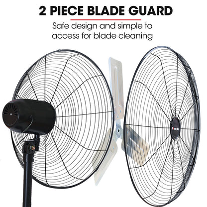 BAUMR-AG 30" 762mm 300W Industrial Pedestal Fan, Large, Commercial, Heavy-duty, 3 Speed, EESS Certified