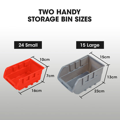 BAUMR-AG 39 Parts Bin Rack Storage System Floor Mount - Red