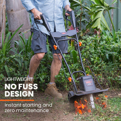 PLANTCRAFT Electric Rotary Hoe Garden Tiller Soil Cultivator, Adjustable Depth, 6 Tines