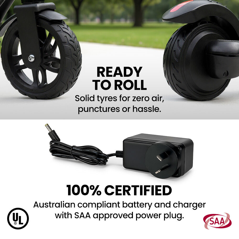 ALPHA Edge Electric Scooter, Kids & Teens, Adjustable Handlebars, 3 Speed Modes, Dual Foot E-Brake, Bluetooth Music, LED, Black