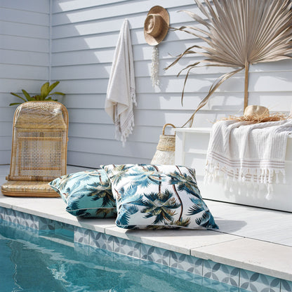 Cushion Cover-With Piping-Palm Trees White-60cm x 60cm