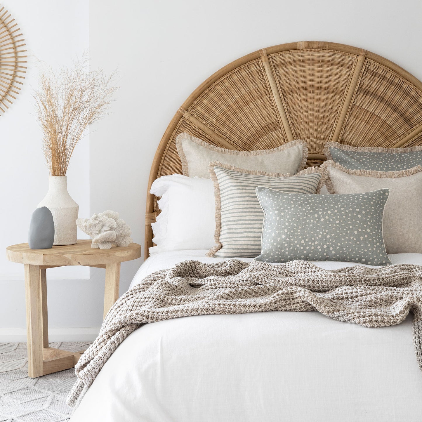 Cushion Cover-Coastal Fringe Natural-Solid Natural-45cm x 45cm