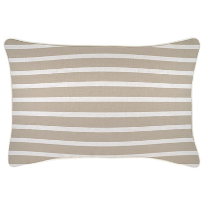 Cushion Cover-With Piping-Hampton Stripe Beige-35cm x 50cm