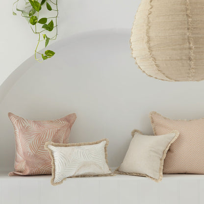 Cushion Cover-Coastal Fringe Natural-Seminyak Biscuit-35cm x 50cm