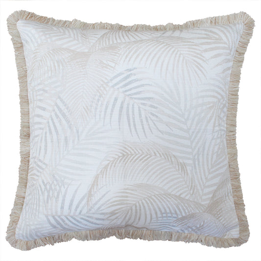 Cushion Cover-Coastal Fringe Natural-Seminyak Biscuit-60cm x 60cm