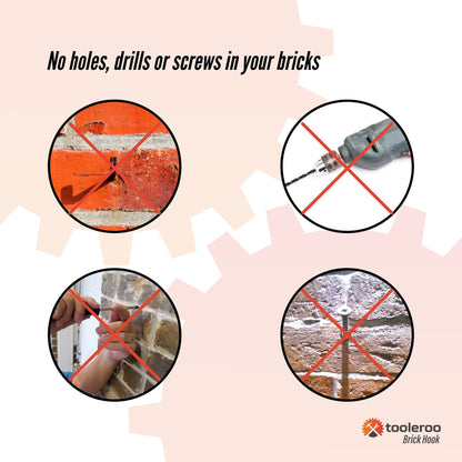 5 Pack 70mm (2.7") Brick Hooks - Wall Crab Clips Hangers For Pictures Plants