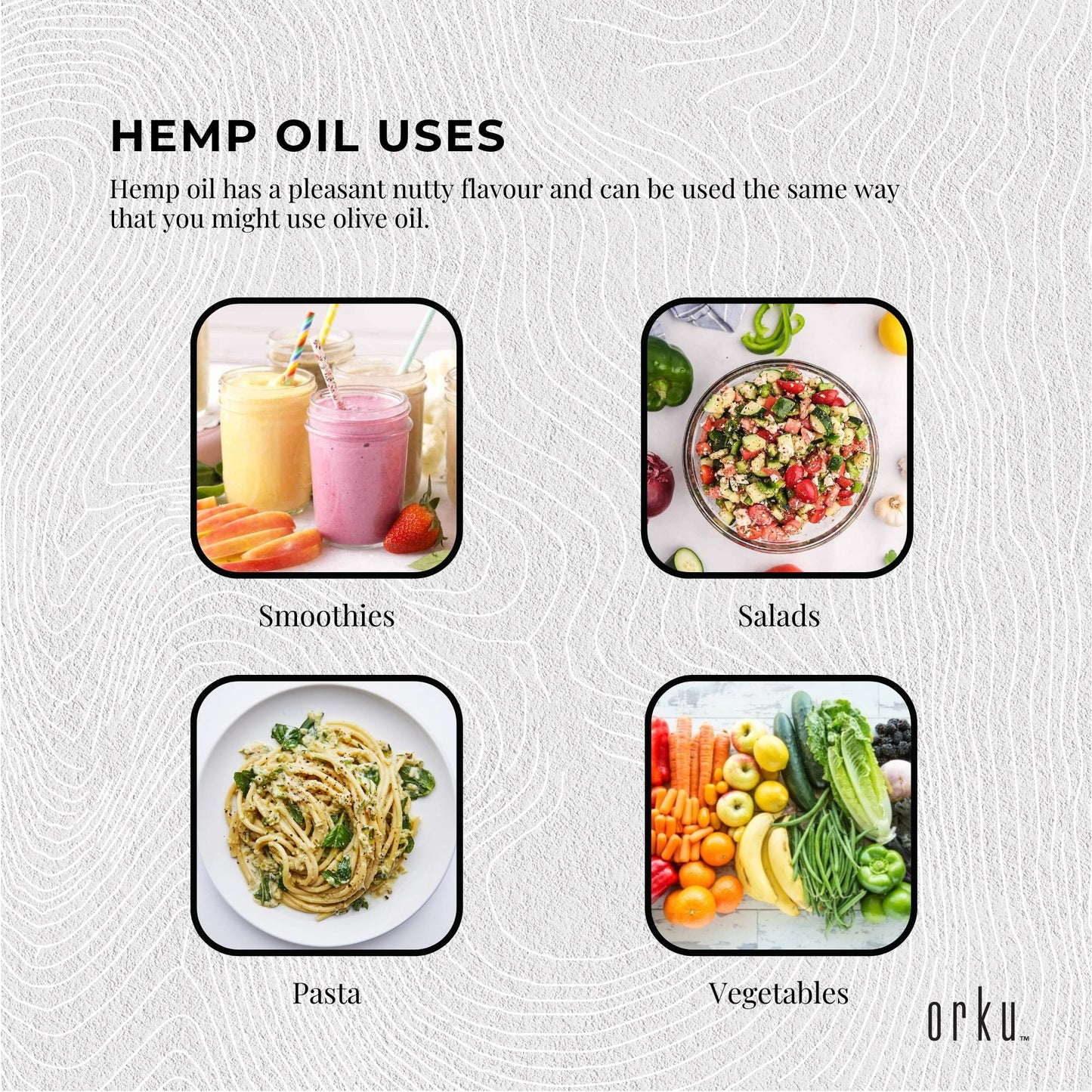 Orku 250ml Organic Hemp Seed Oil - Cold Pressed Food Grade Oils