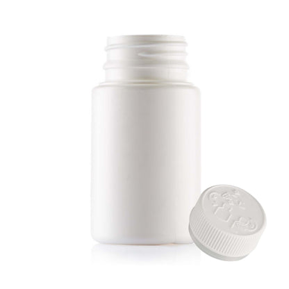 Kitchee 100x Tablet Bottles 90ml + 38mm TamperTel Child Resistant Cap - Round