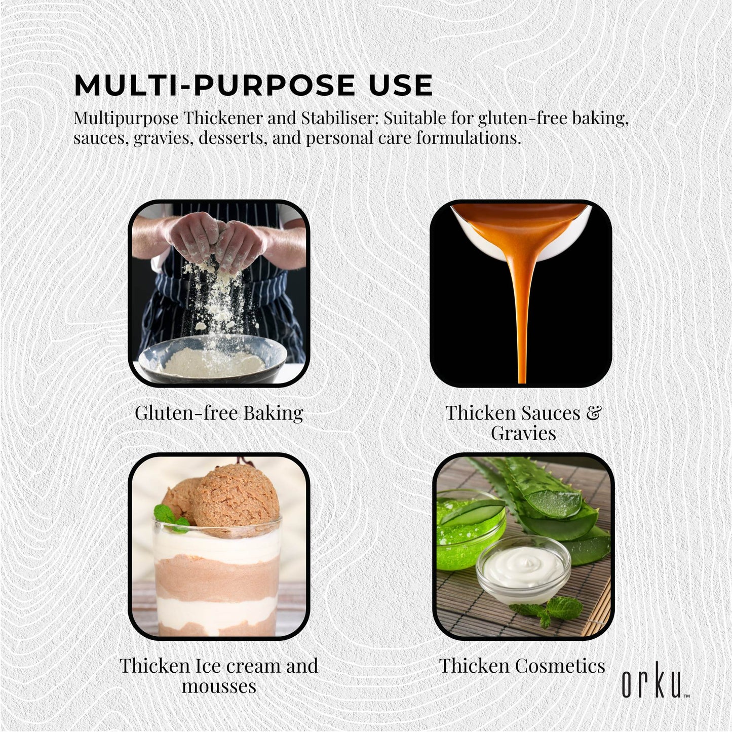 Orku 10Kg Xanthan Gum Thickener Pure Fine Powder 200 Mesh FCC E415 Food Additive
