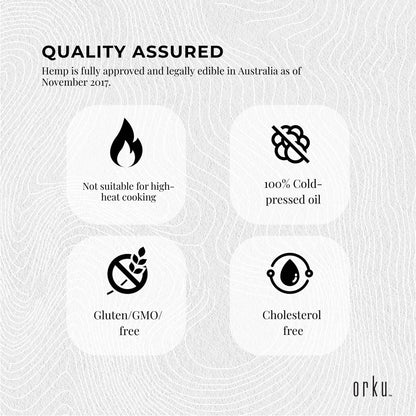 Orku 500ml Organic Hemp Seed Oil - Cold Pressed Food Grade Oils