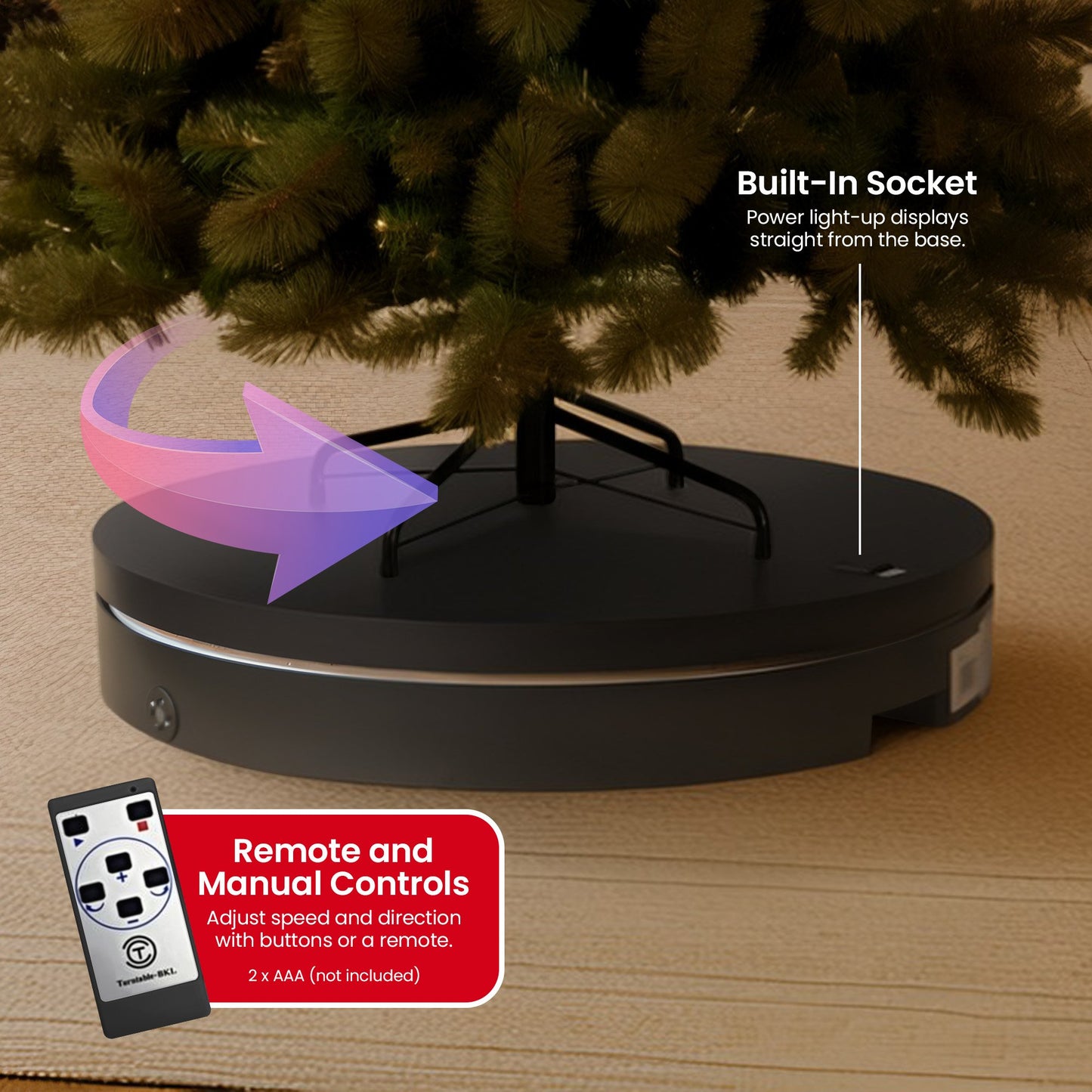 Christabelle 80cm 200kg Commercial Electric Display Turntable Power Outlet Black