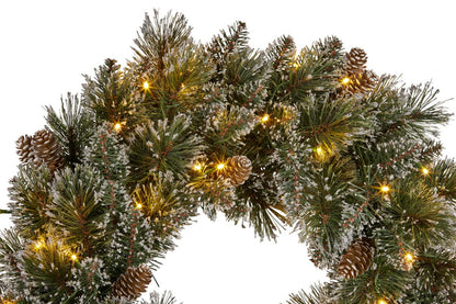 Christabelle 61cm Christmas Wreath Cashmere Pine With LED Lights Decoration