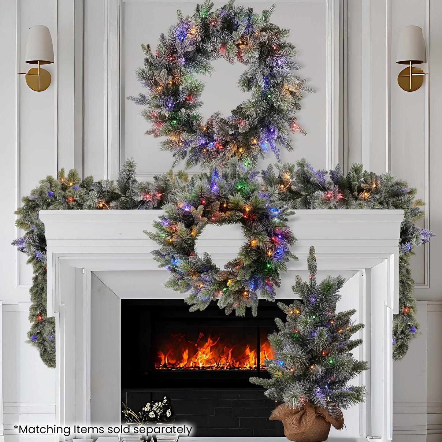 National Tree Company 274cm Pre Lit Snowy Stamford Spruce Battery Operated Christmas Garland w/LED Lights & Timer