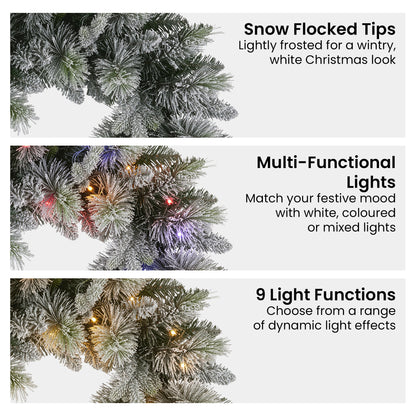 National Tree Company 76cm Pre Lit Snowy Stamford Spruce Battery Operated Christmas Wreath w/LED Lights & Timer
