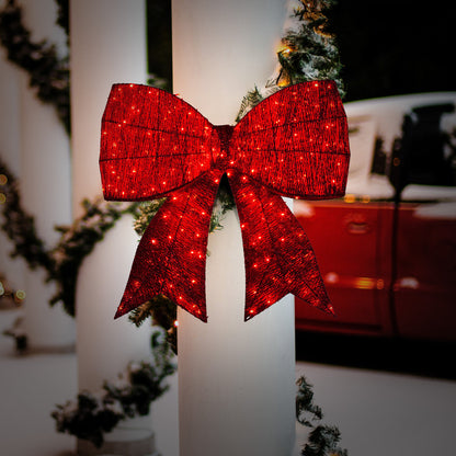 Christabelle 91cm Christmas Display Bow With Led And Twinkle Lights Festive Decoration