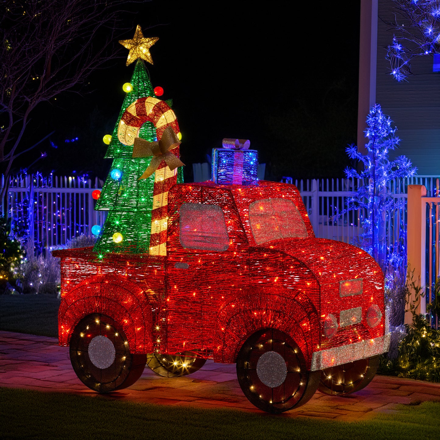Christabelle 145cm Sparkling Christmas Tree Truck Display Glitter Led Lights