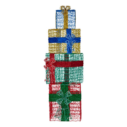 Christabelle 190cm 4-piece Gift Stack Box Christmas Decor Bows Led Lights Xmas