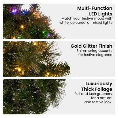Christabelle 122cm Battery-operated Split Christmas Wreath Glittery Gold Pine
