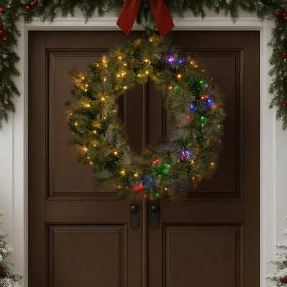 Christabelle 122cm Battery-operated Split Christmas Wreath Glittery Gold Pine