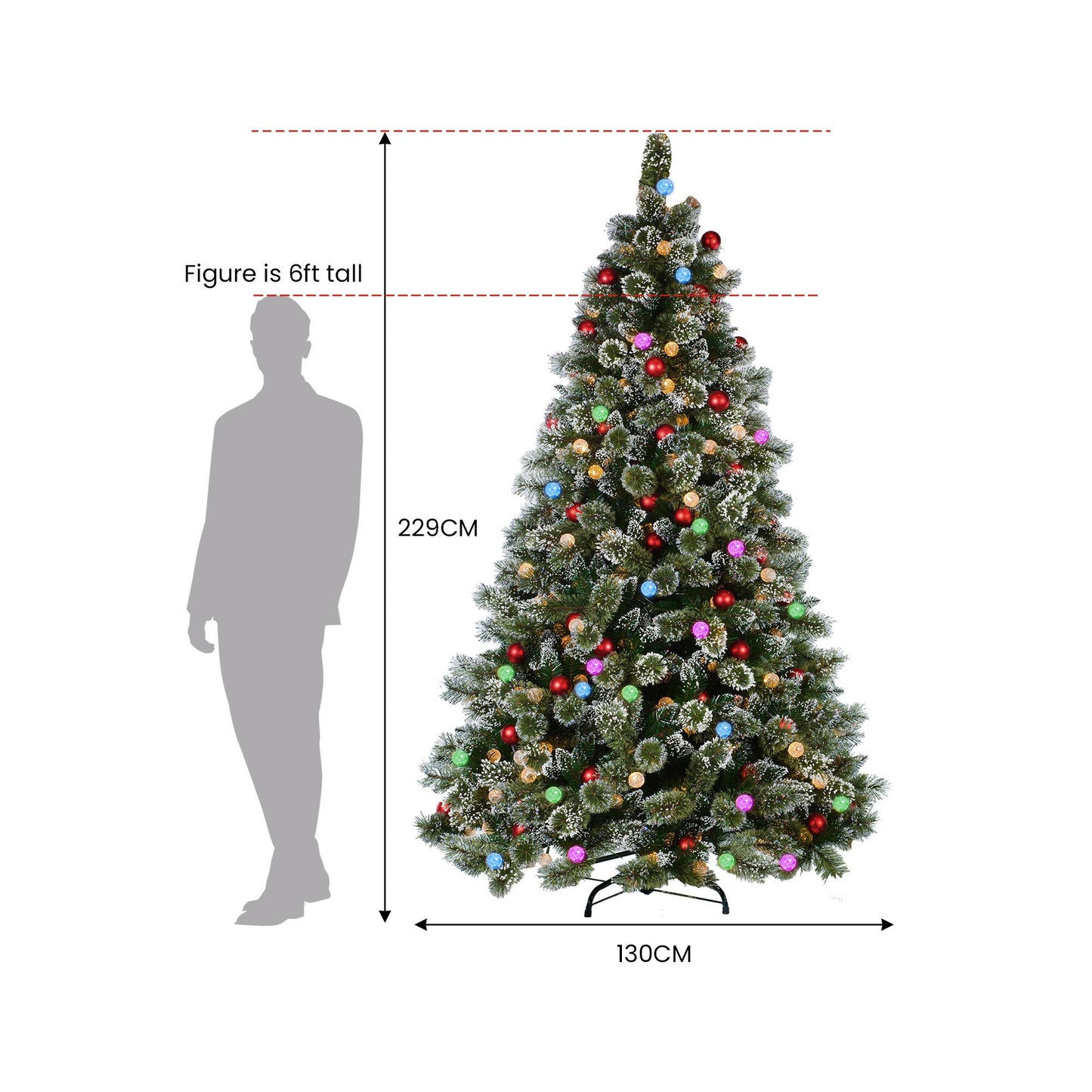 Christabelle Swishmas Snowy Bristle 2.3m Multicolour Pre-Lit Christmas Tree with 1587 Tips