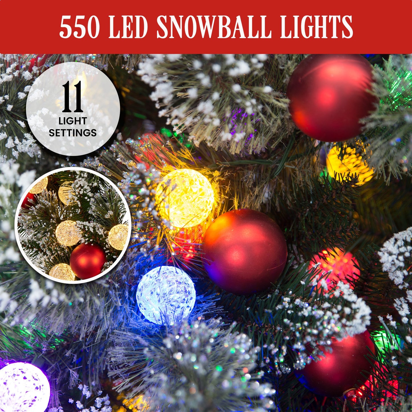 Christabelle Swishmas Snowy Bristle 2.7m Multicolour Pre-Lit Christmas Tree with 2870 Tips