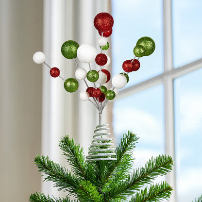 Christabelle Baubles Christmas Tree Topper Festive Glitter Finish Xmas Ornament