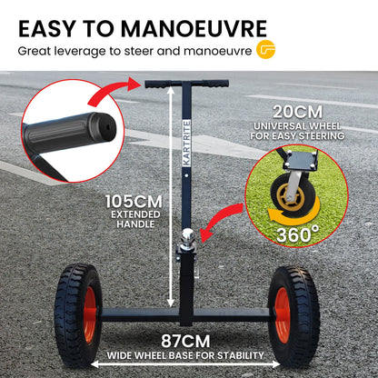 Kartrite 3-Wheel Adjustable Trailer Dolly Heavy Duty Caravan Mover 1000 lbs Tongue Capacity Durable Transport Solution