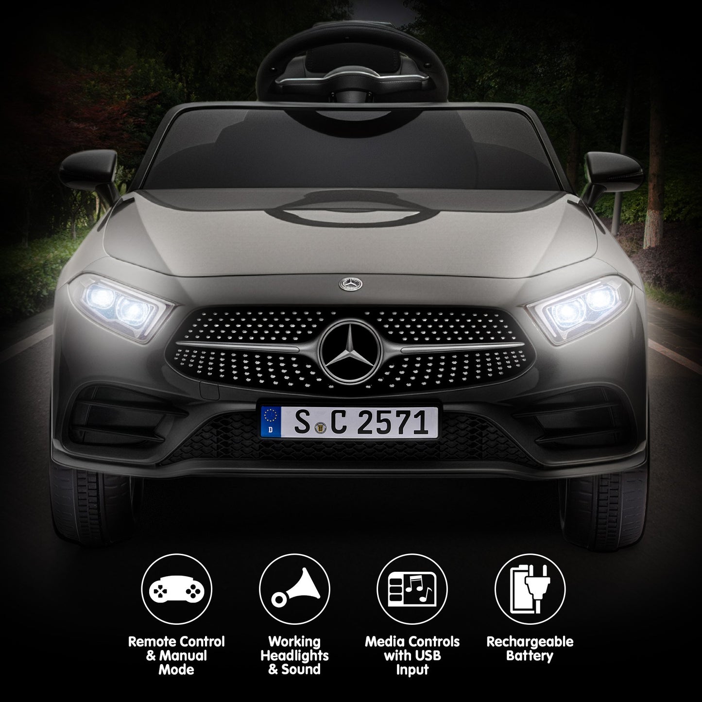 Kahuna Mercedes Benz CLS 350 Kids Electric Ride On Car with Remote Control - Black