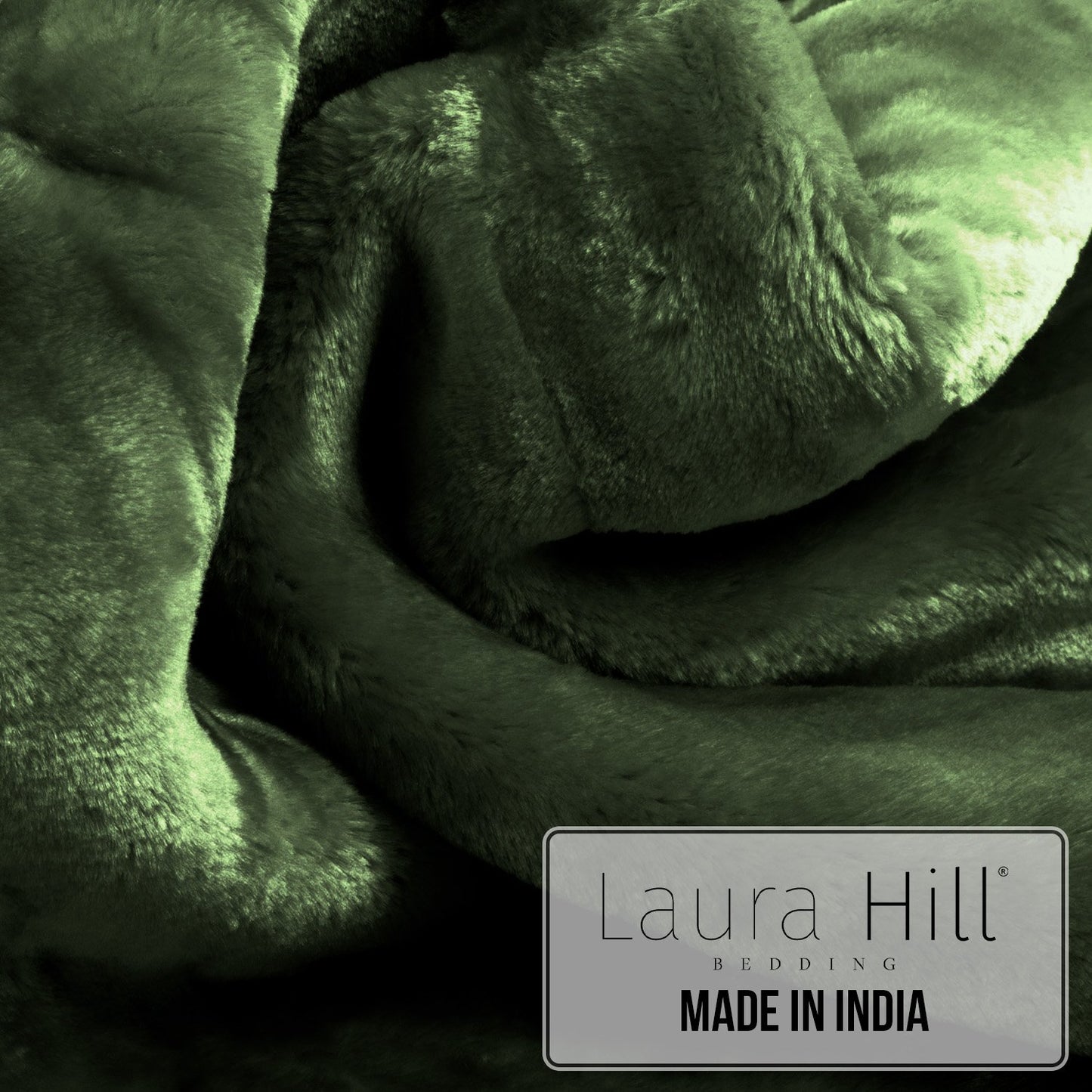 Laura Hill 600gsm Faux Mink Blanket Queen Size Double-sided Throw Rug Large Super Luxurious Soft - Green